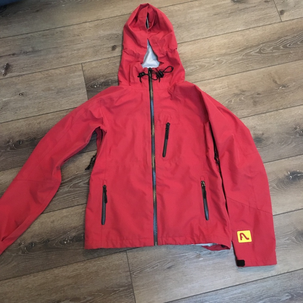Red Hooded Ski Jacket - Lightweight Waterproof Winter Shell